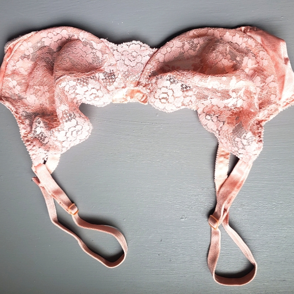 Vintage Pink Lace Unlined Bra 32C